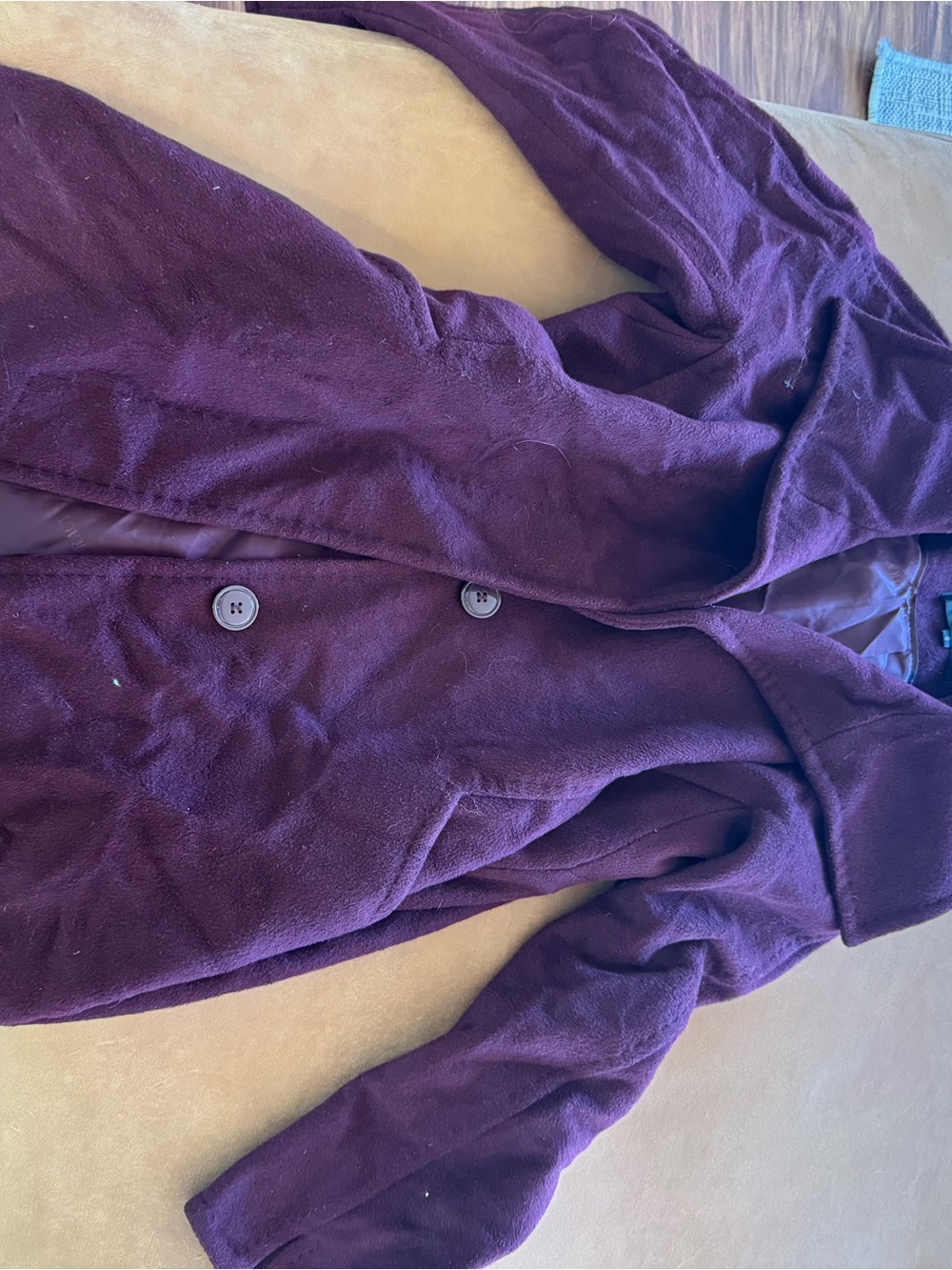 Womens Purple Wool-Blend Coat